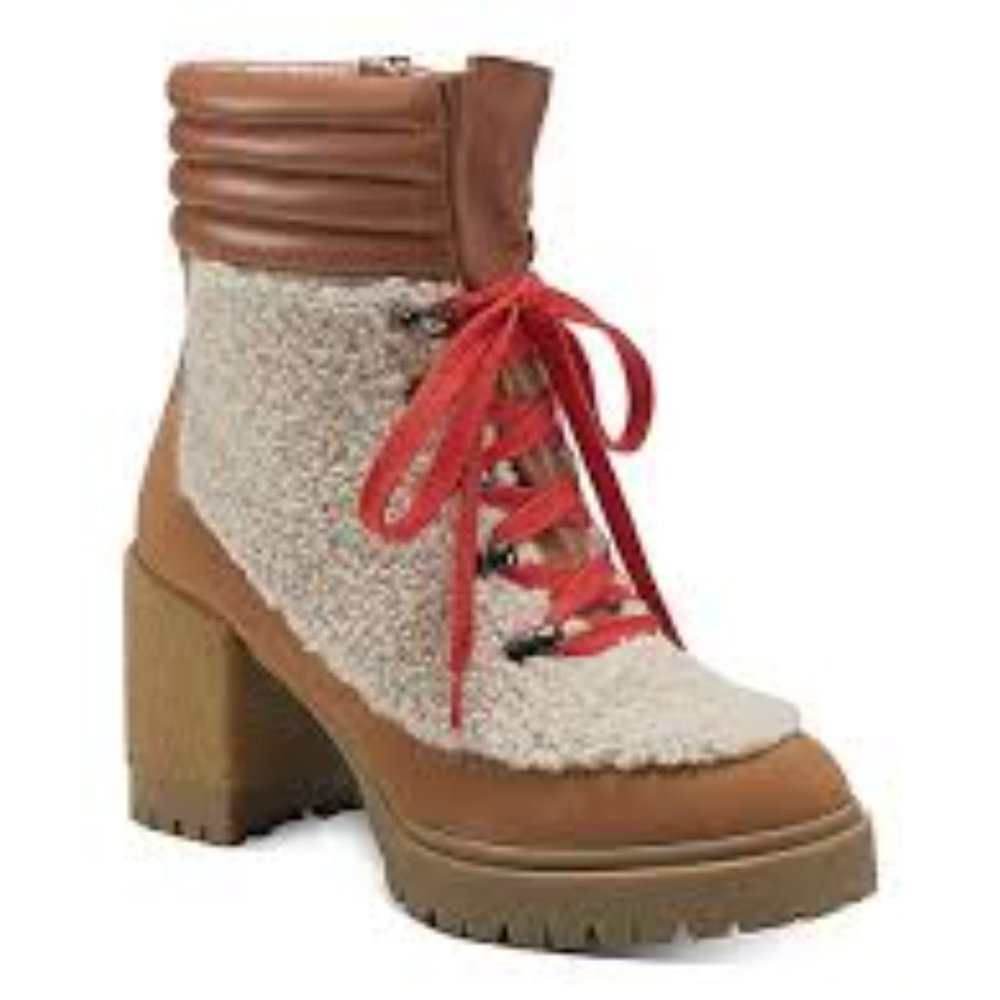 AEROSOLES Shearling Nubuck Leather Heel Boots